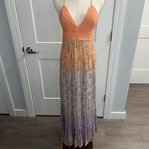 MISS JUNE dress! Worn one time. $245 Elegant Gold and ombré colored. Stunning! - Picture 7 of 11